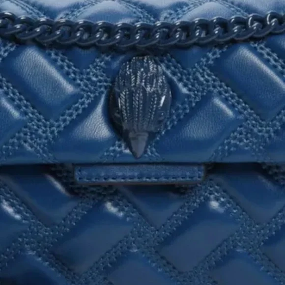 Kurt Geiger London Mini Kensington Leather Drench Blue Convertible Crossbody Bag - Picture 7 of 8